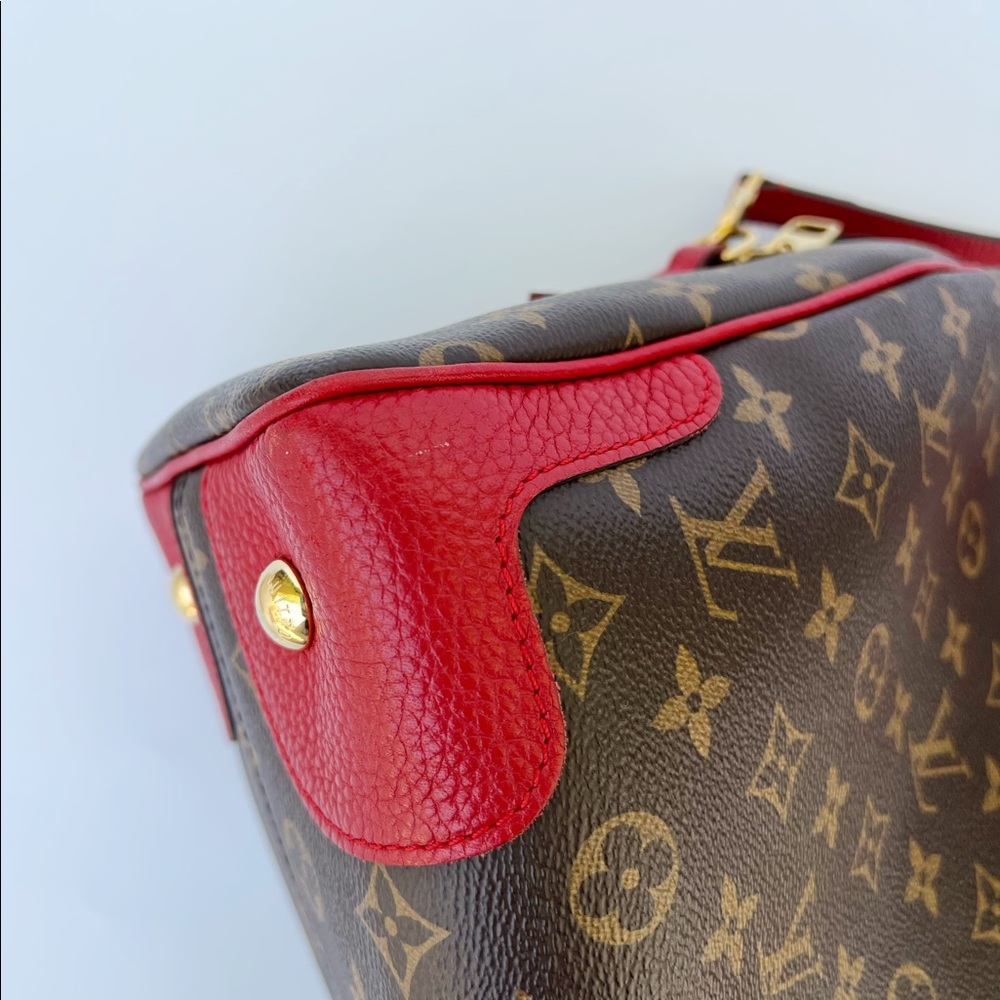 Authentic✅Louis Vuitton Retiro Monogram Red Satchel Duffle Crossbody Canvas - Picture 13 of 14